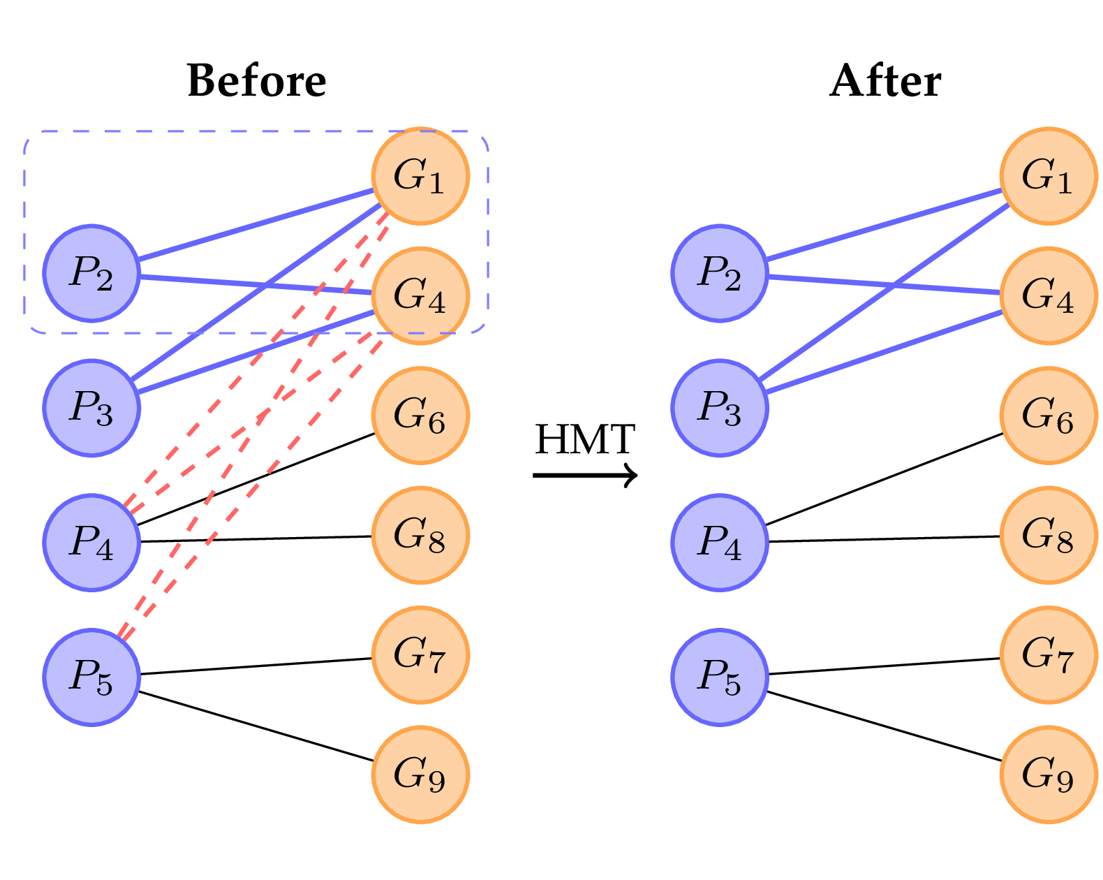 Before and after Hall's Marriage Theorem pruning